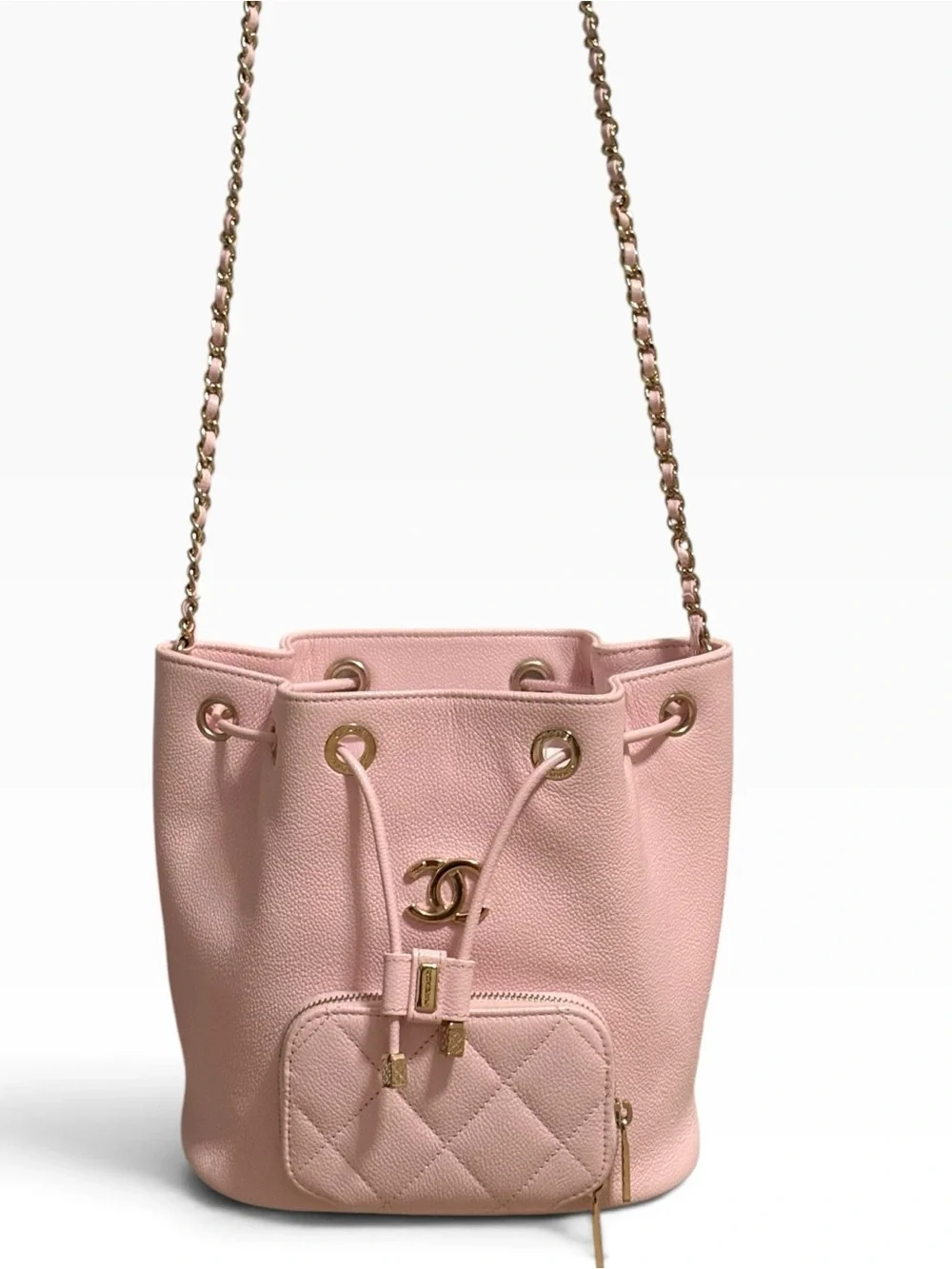 CHANEL Business Affinity Pink Caviar Bucket Bag